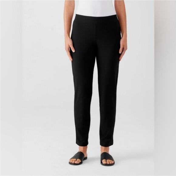 Eileen Fisher Pull On Cigarette Pants Slacks Black Womens Size Small Petite - Picture 2 of 11